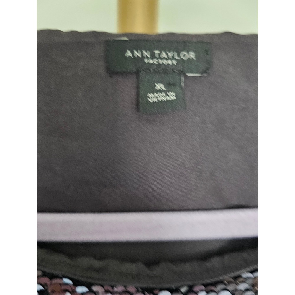 Ann Taylor‎ Factory Black Sequin Cap Sleeve Blouse SZ XL - Picture 4 of 9